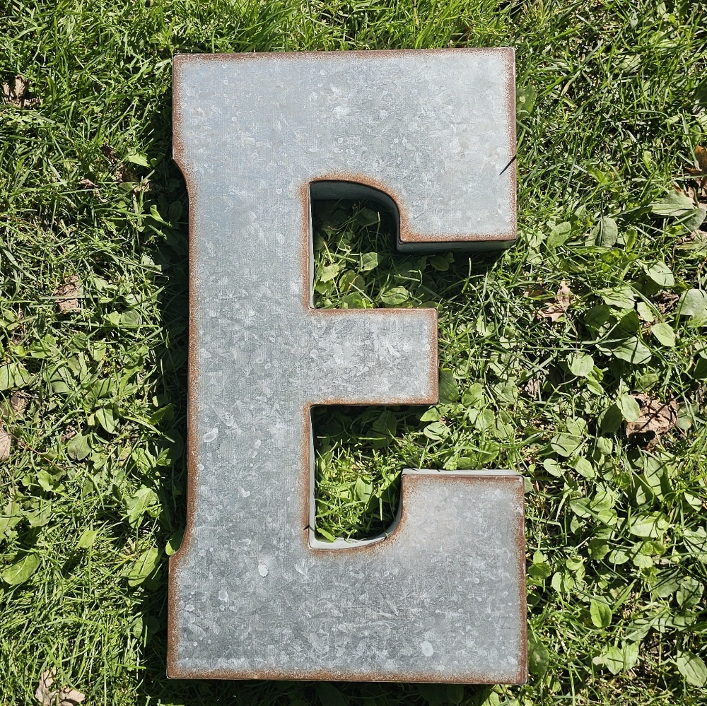 Home And Decor, Metal Letter Sign “E” Rustic Alphabet Arts And Crafts Home Decor